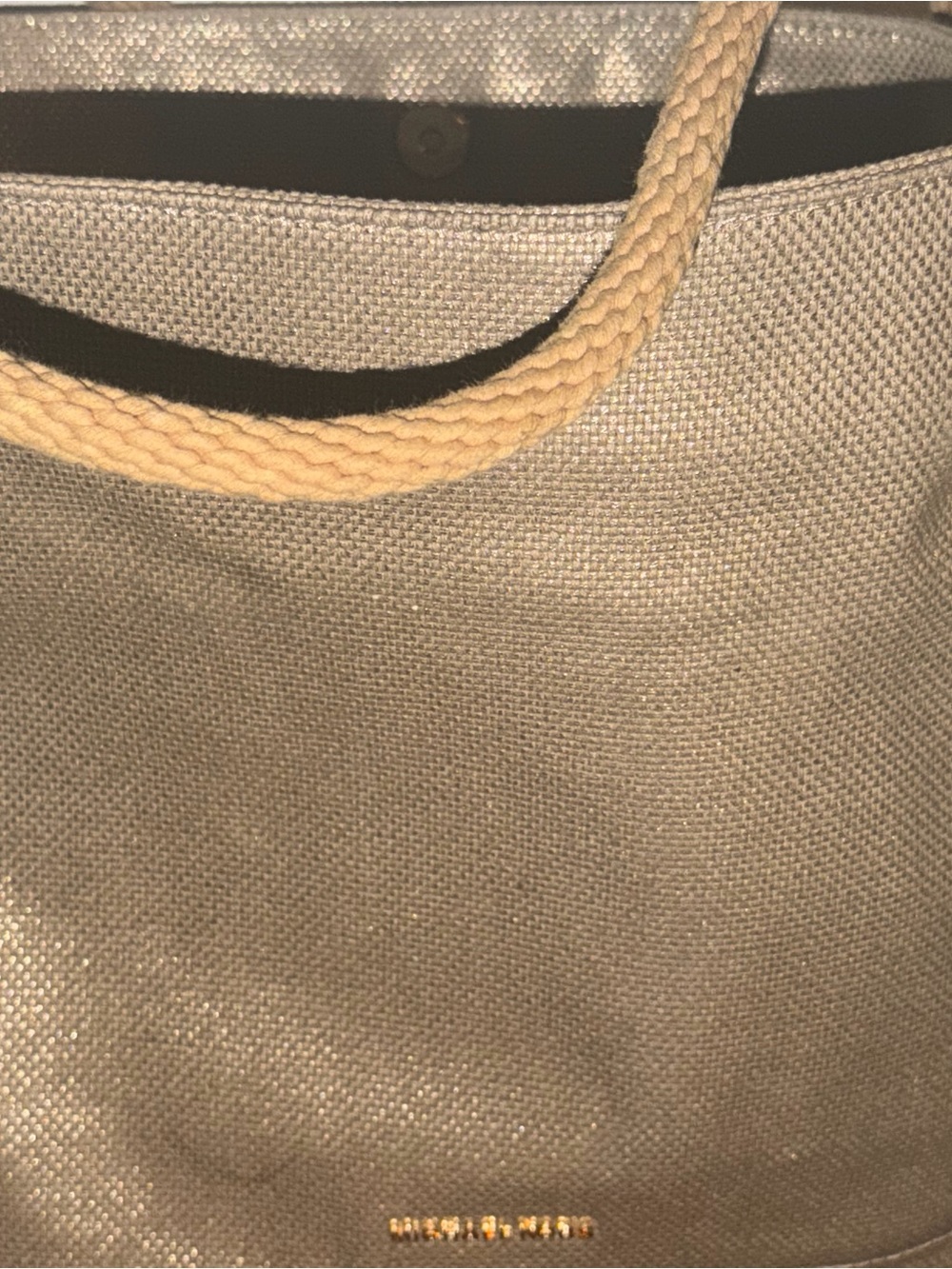 Michael Kors Taupe Textured Tote with Braided Rope Handles